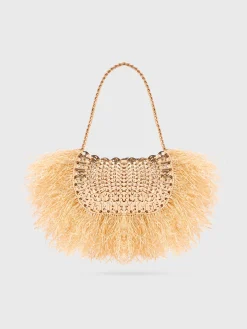 Iconic 1969 moon bag with natural raphia fringes | Rabanne Best