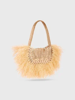 Iconic 1969 moon bag with natural raphia fringes | Rabanne Best