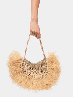 Iconic 1969 moon bag with natural raphia fringes | Rabanne Best