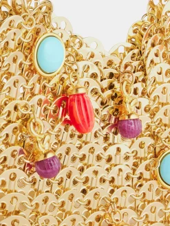 Iconic gold 1969 bag embellished with multi colored pampilles | Rabanne Online