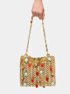 Iconic gold 1969 bag embellished with multi colored pampilles | Rabanne Online
