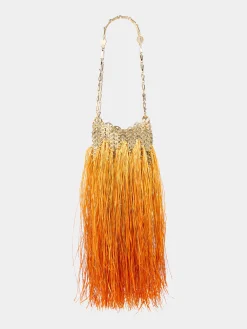 Iconic gold 1969 nano bag hand crafted with raffia fringes | Rabanne Cheap