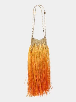 Iconic gold 1969 nano bag hand crafted with raffia fringes | Rabanne Cheap
