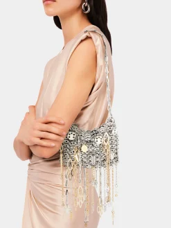 Iconic silver nano 1969 bag assembled with metallic pampilles | Rabanne Fashion