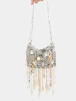 Iconic silver nano 1969 bag assembled with metallic pampilles | Rabanne Fashion
