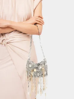 Iconic silver nano 1969 bag assembled with metallic pampilles | Rabanne Fashion