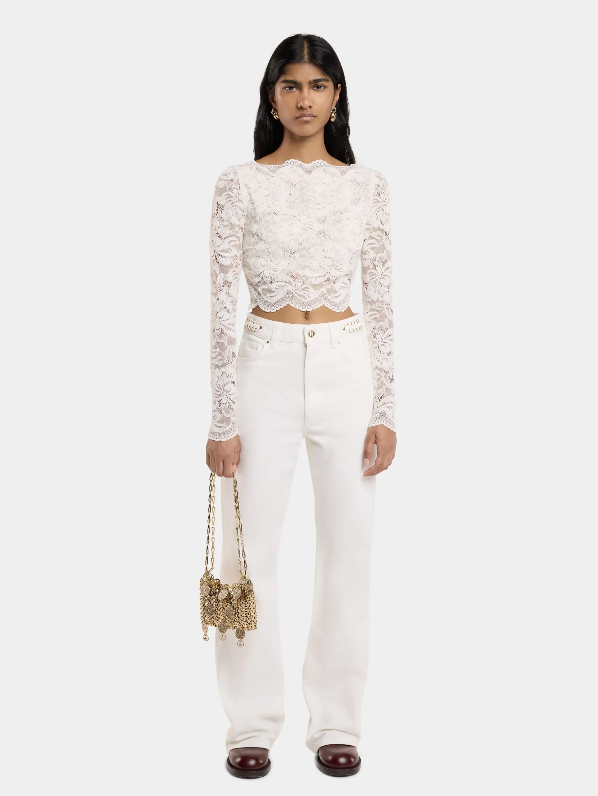 IVORY CROP TOP IN LACE | Rabanne Cheap