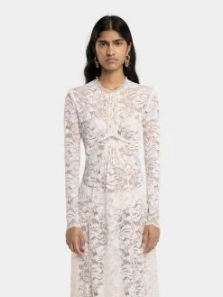 IVORY LONG DRESS IN LACE | Rabanne Store