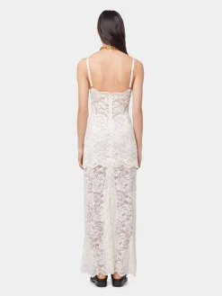 IVORY LONG DRESS IN LACE | Rabanne Flash Sale