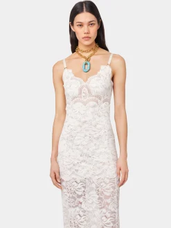 IVORY LONG DRESS IN LACE | Rabanne Flash Sale