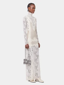 IVORY LONG DRESS IN LACE AND JERSEY | Rabanne Cheap