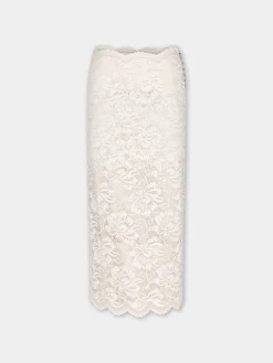 IVORY MIDI-SKIRT IN LACE | Rabanne Store