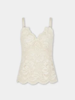 IVORY TANK TOP IN LACE | Rabanne Cheap