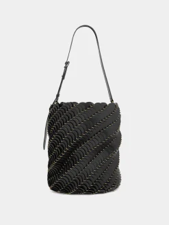 Large Black bucket Paco bag in leather | Rabanne Cheap