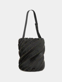 Large Black bucket Paco bag in leather | Rabanne Cheap