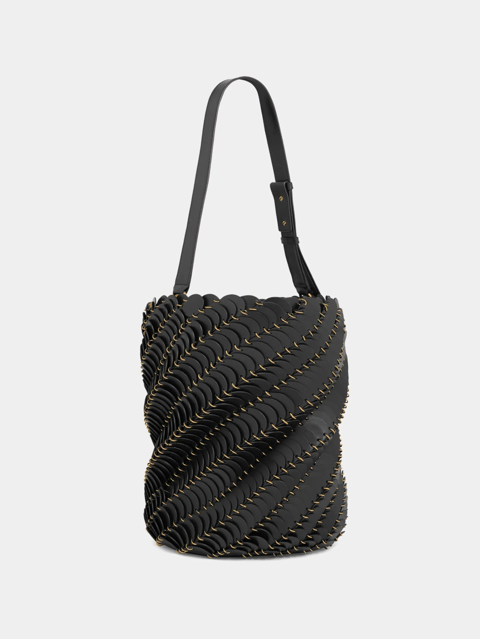 Large Black bucket Paco bag in leather | Rabanne Cheap