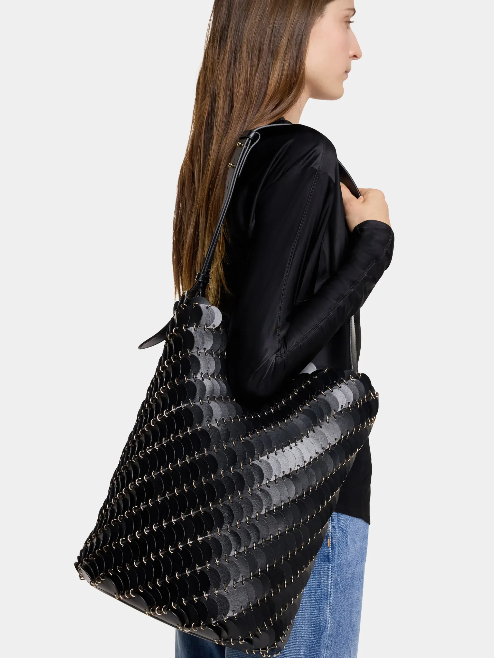 Large Black bucket Paco bag in leather | Rabanne Cheap