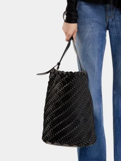 Large Black bucket Paco bag in leather | Rabanne Cheap