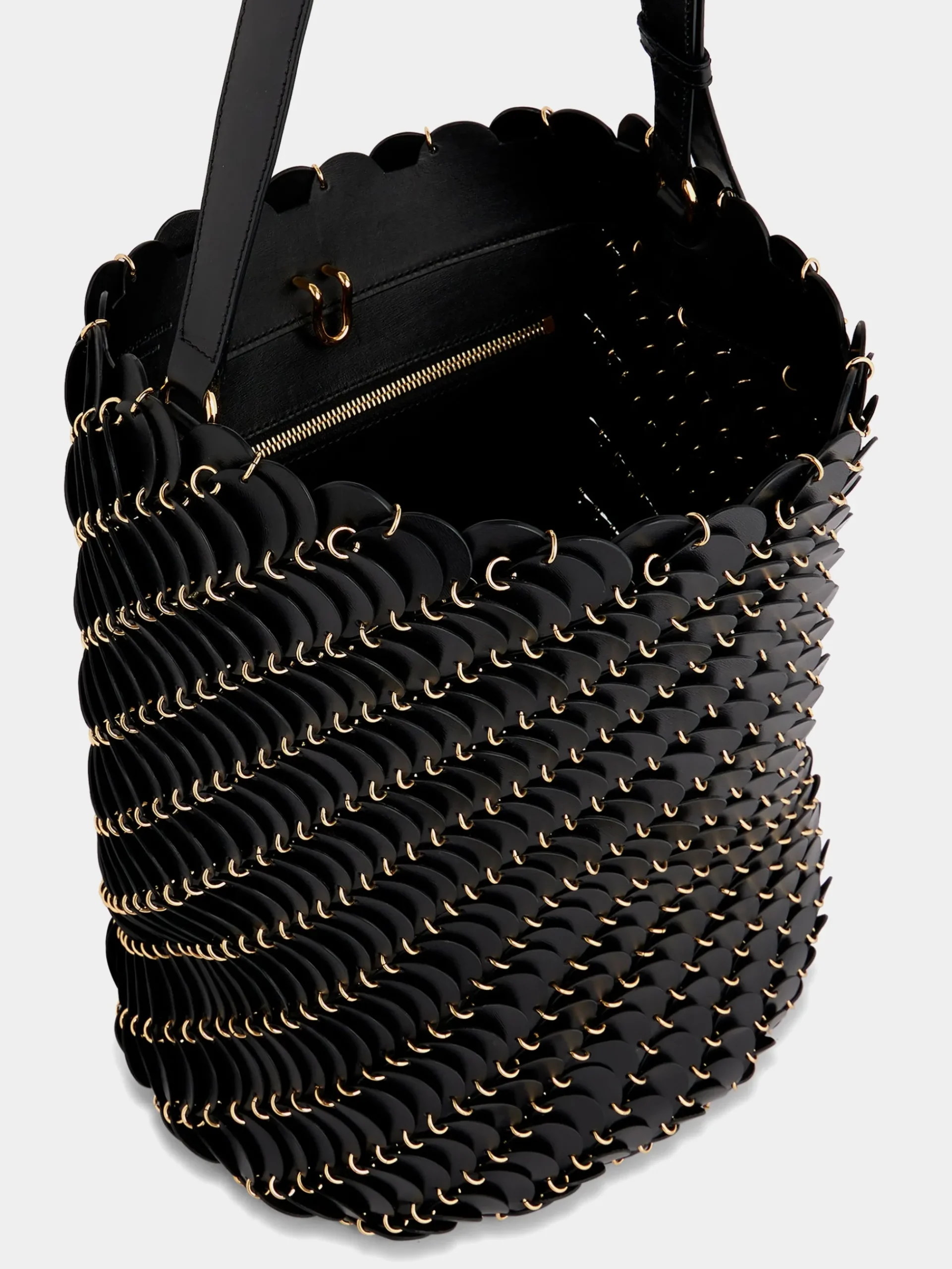 Large Black bucket Paco bag in leather | Rabanne Cheap