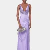 LAVENDER LONG DRESS IN MESH AND JERSEY | Rabanne New