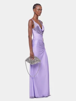 LAVENDER LONG DRESS IN MESH AND JERSEY | Rabanne New