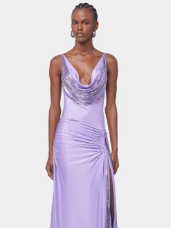 LAVENDER LONG DRESS IN MESH AND JERSEY | Rabanne New