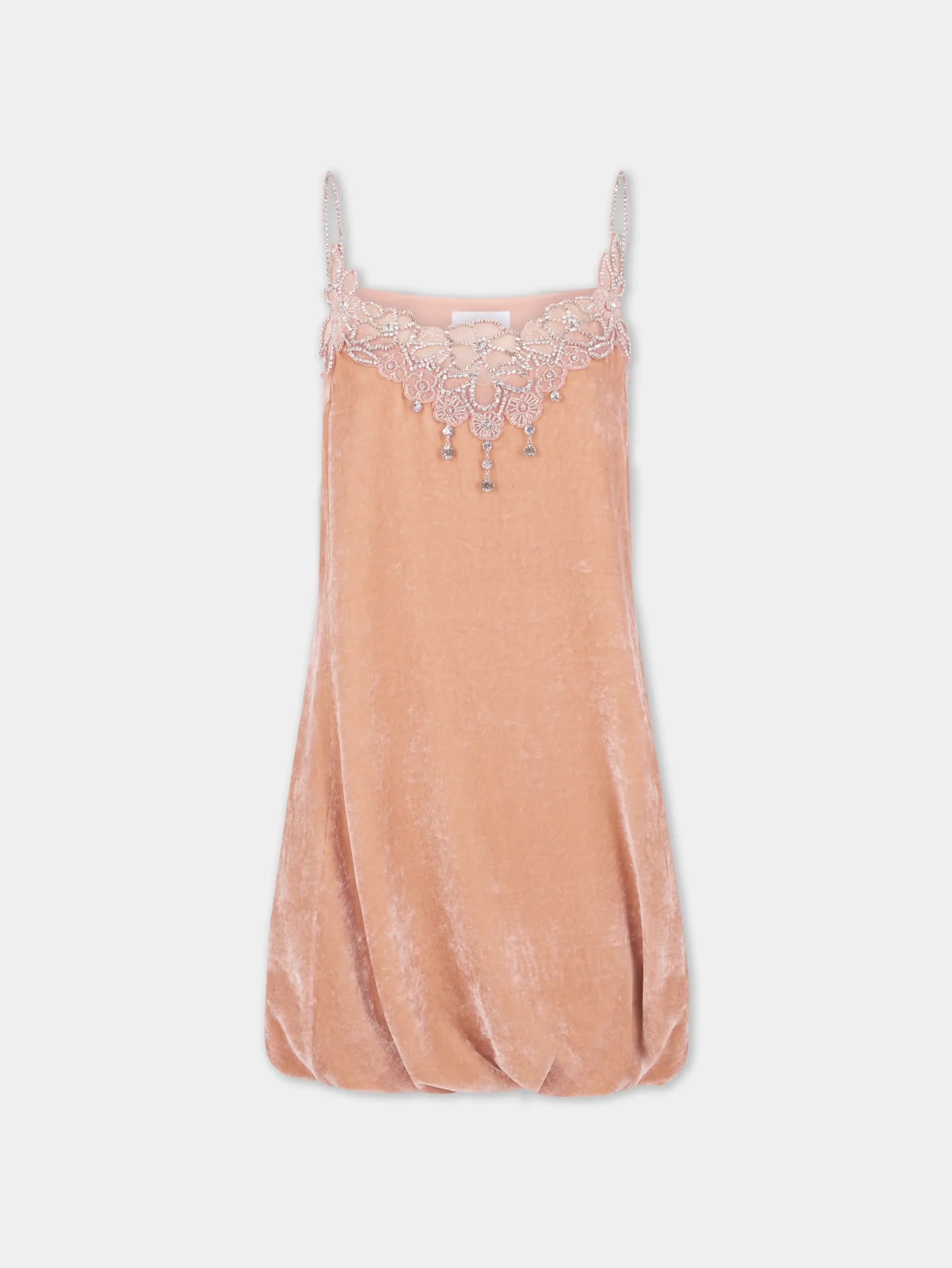 LIGHT PINK SHORT DRESS IN VELVET | Rabanne Outlet