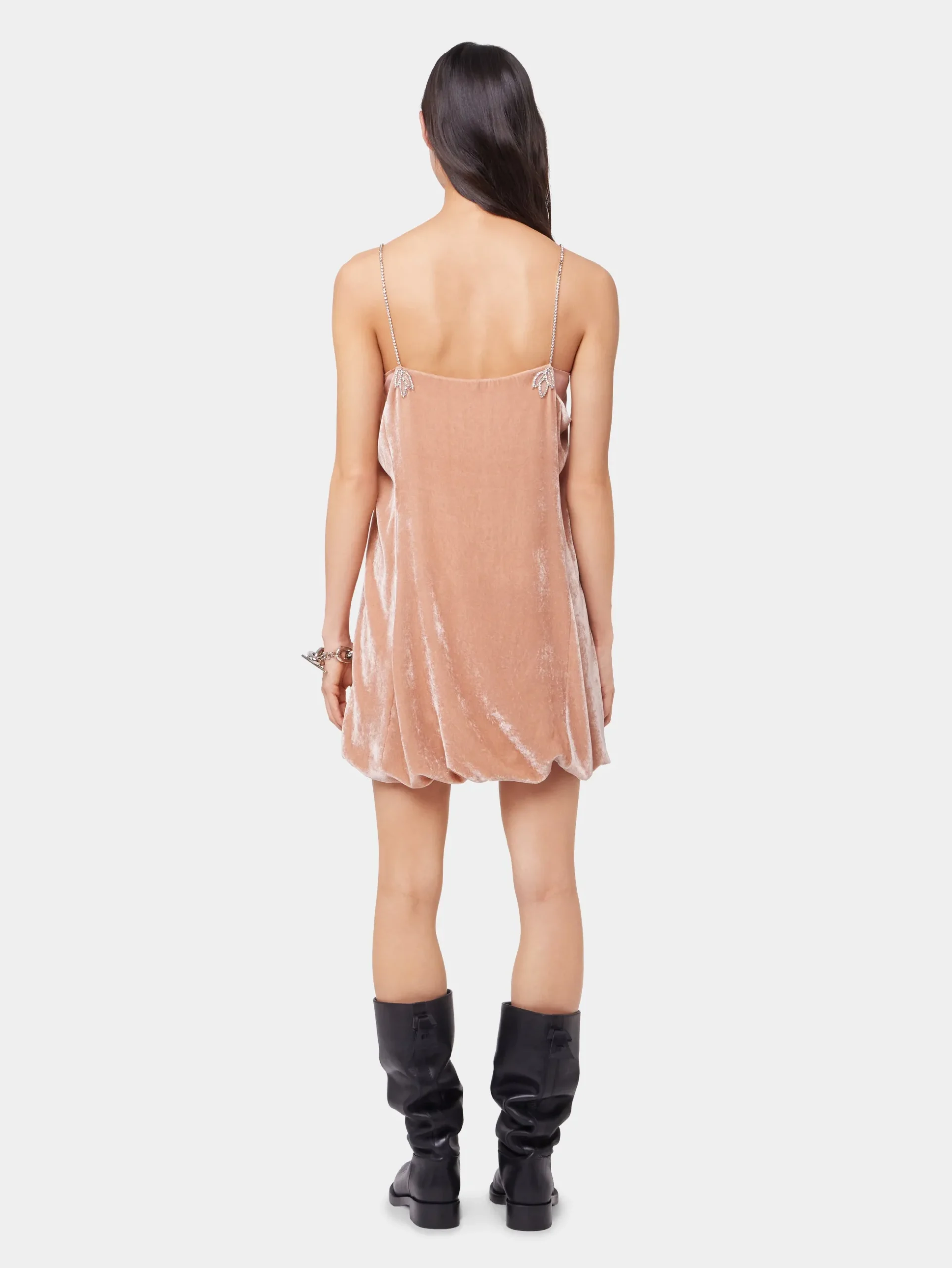 LIGHT PINK SHORT DRESS IN VELVET | Rabanne Outlet