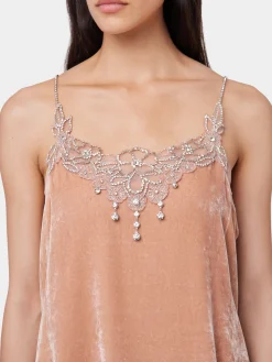 LIGHT PINK SHORT DRESS IN VELVET | Rabanne Outlet
