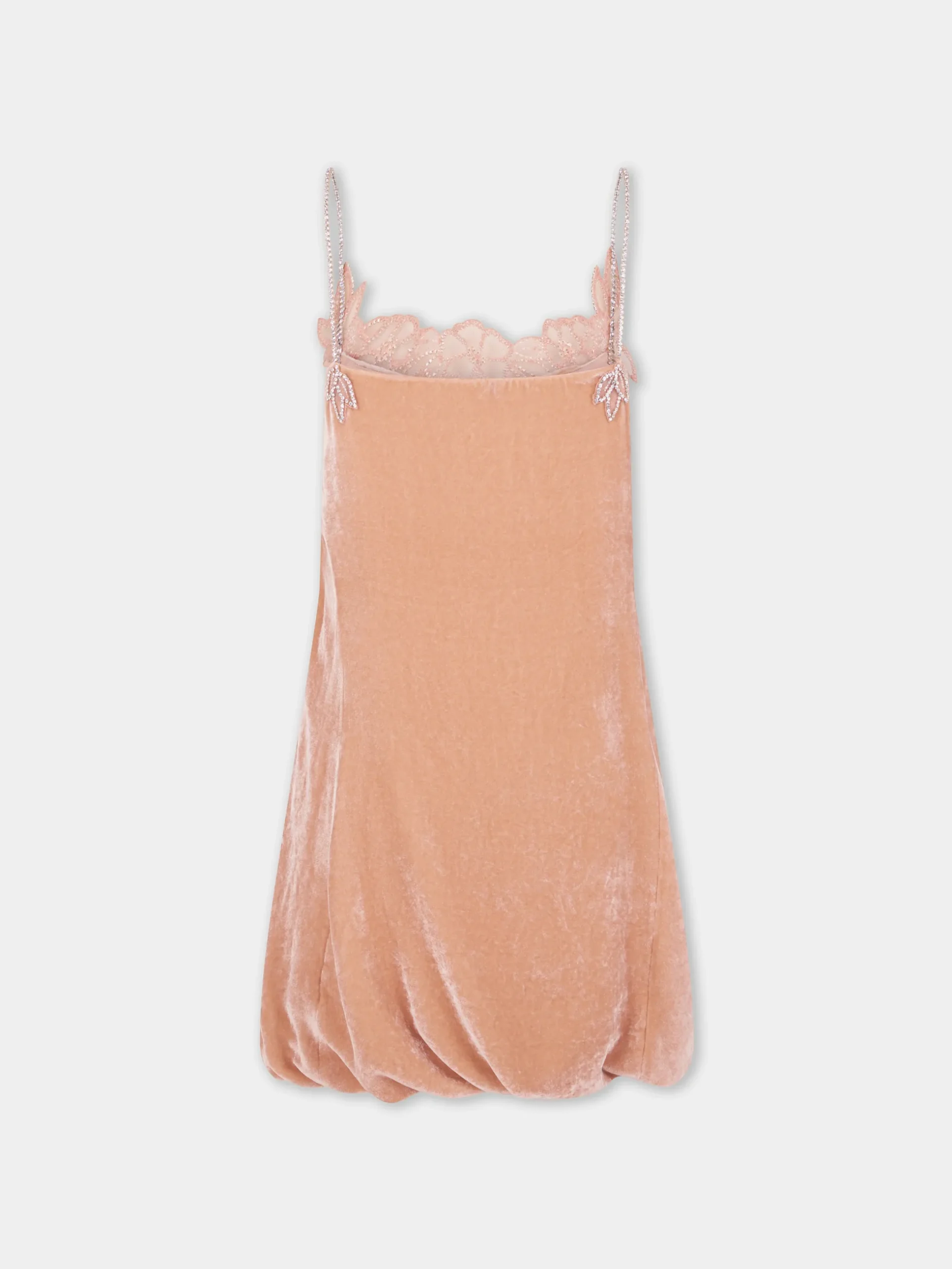 LIGHT PINK SHORT DRESS IN VELVET | Rabanne Outlet