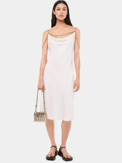 Light white dress embellished with "eight" signature chain | Rabanne Flash Sale