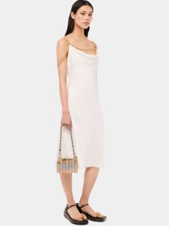 Light white dress embellished with "eight" signature chain | Rabanne Flash Sale