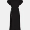 Long black drapé pression dress | Rabanne Outlet