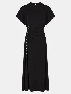 Long black drapé pression dress | Rabanne Outlet