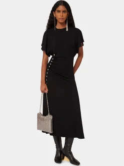 Long black drapé pression dress | Rabanne Outlet