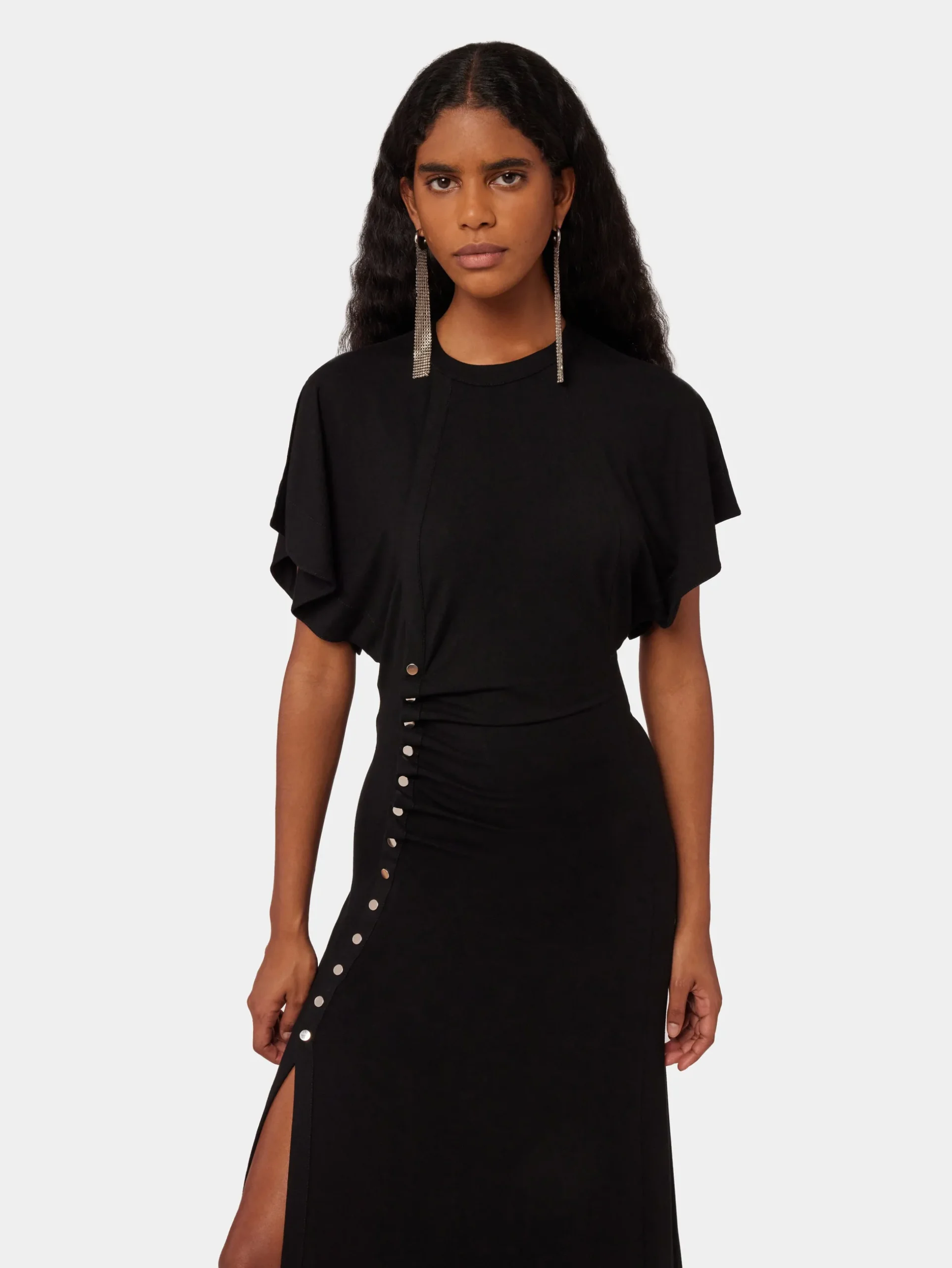Long black drapé pression dress | Rabanne Outlet