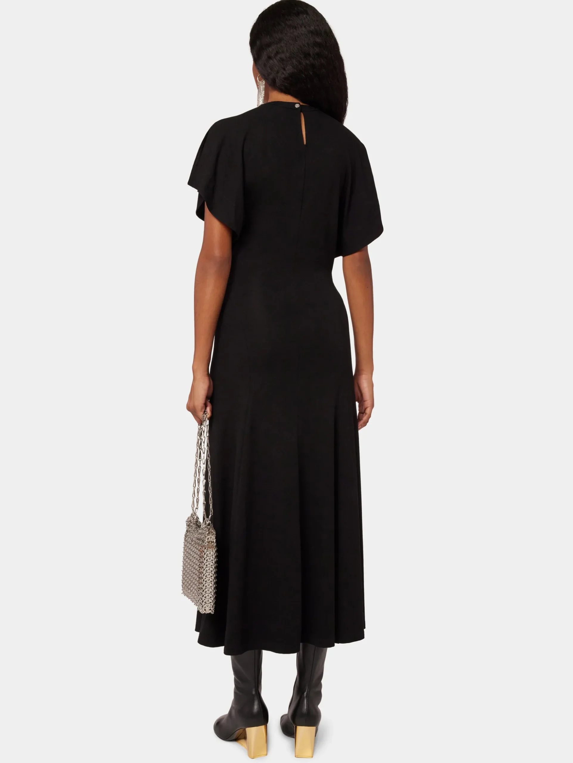 Long black drapé pression dress | Rabanne Outlet