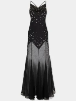 Long Black Dress with Embellishments | Rabanne Fashion