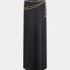 Long black skirt embellished with "eight" signature chain | Rabanne Sale