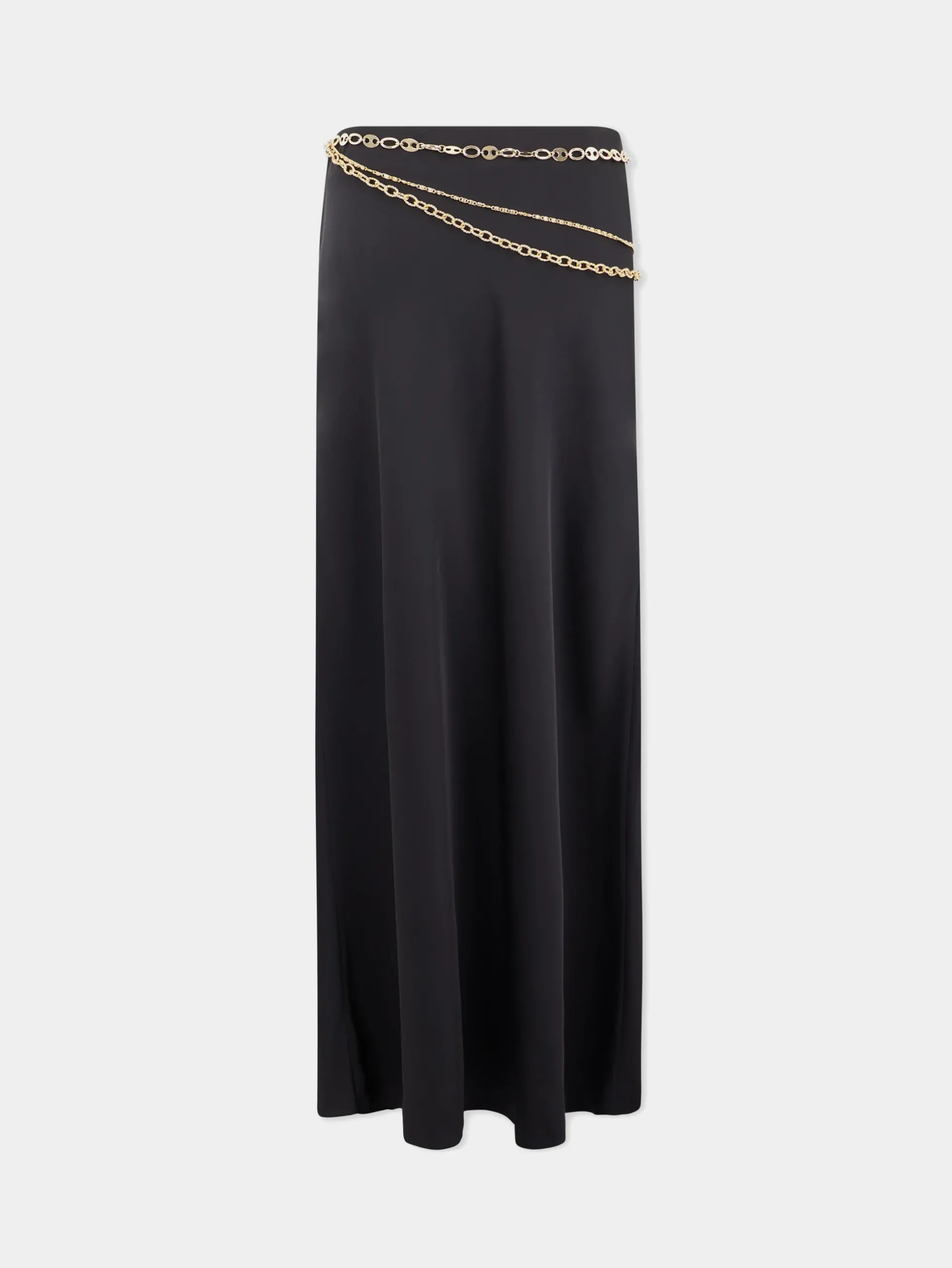 Long black skirt embellished with "eight" signature chain | Rabanne Sale