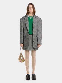 LONG BLAZER IN HERRINGBONE WOOL | Rabanne Best