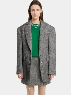 LONG BLAZER IN HERRINGBONE WOOL | Rabanne Best