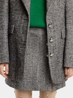 LONG BLAZER IN HERRINGBONE WOOL | Rabanne Best