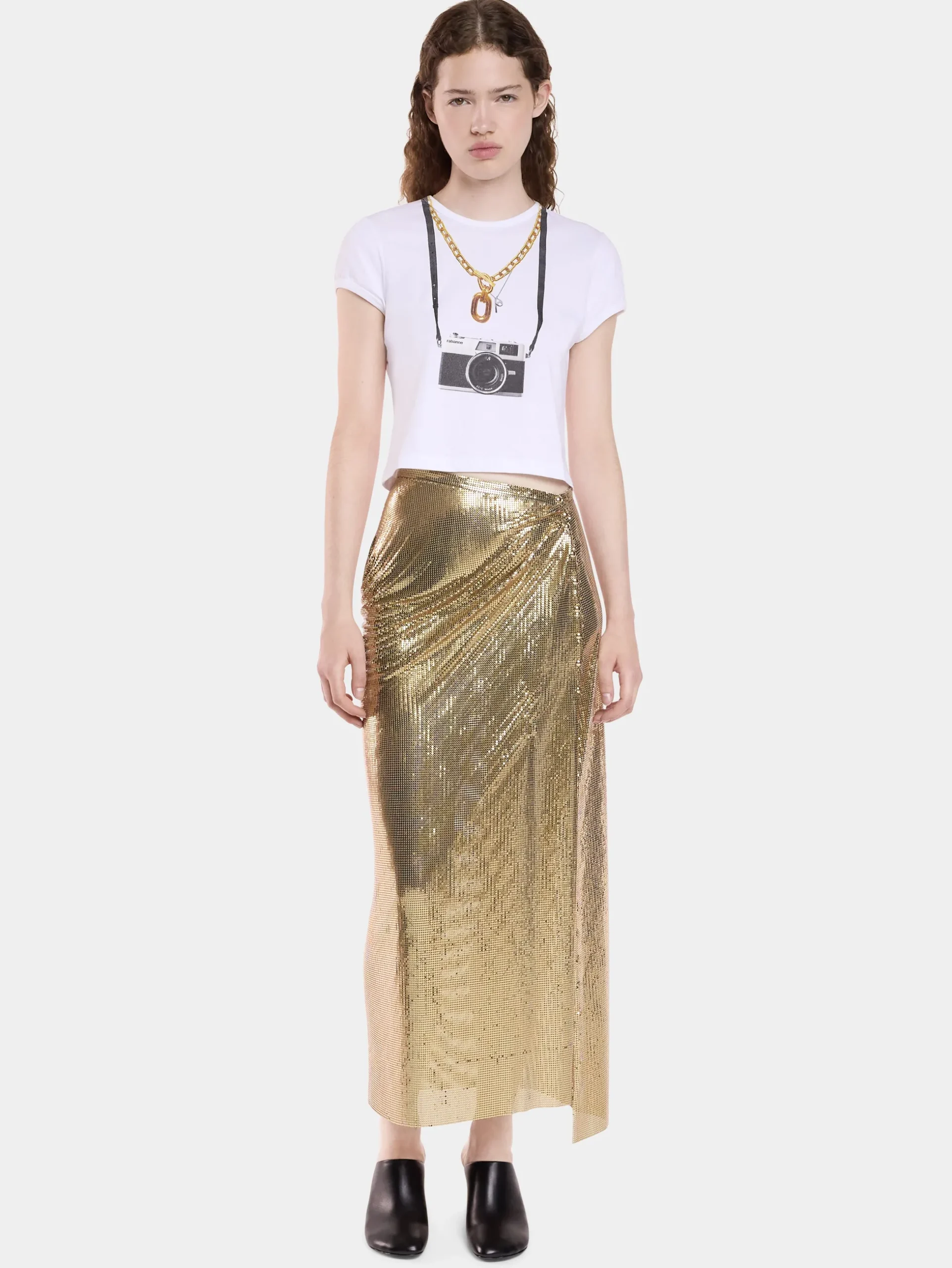 LONG GATHERED SKIRT IN MESH | Rabanne Cheap