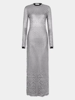 LONG LACE-LIKE KNIT DRESS | Rabanne Online
