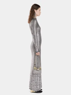 LONG LACE-LIKE KNIT DRESS | Rabanne Online