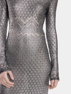 LONG LACE-LIKE KNIT DRESS | Rabanne Online