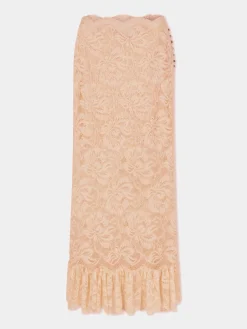 Long raffia colored skirt in lace | Rabanne Best