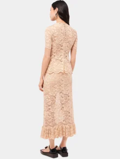 Long raffia colored skirt in lace | Rabanne Best