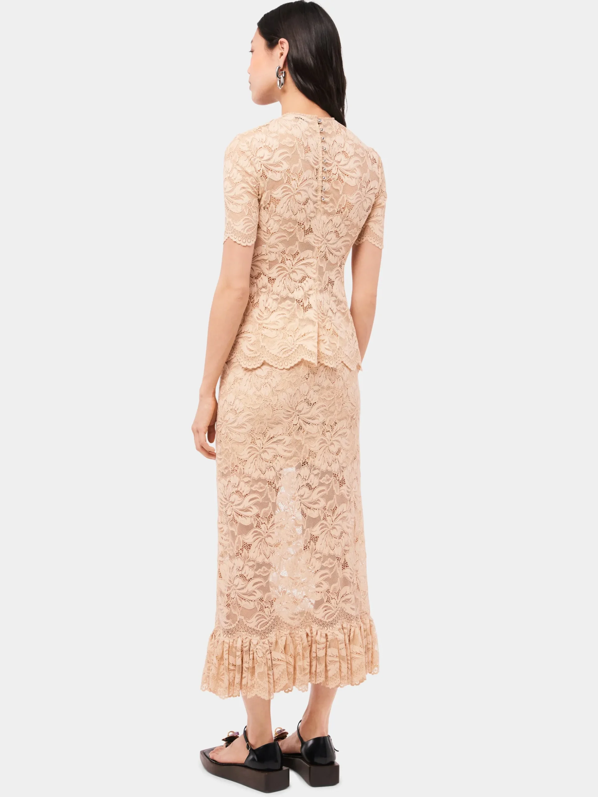 Long raffia colored skirt in lace | Rabanne Best